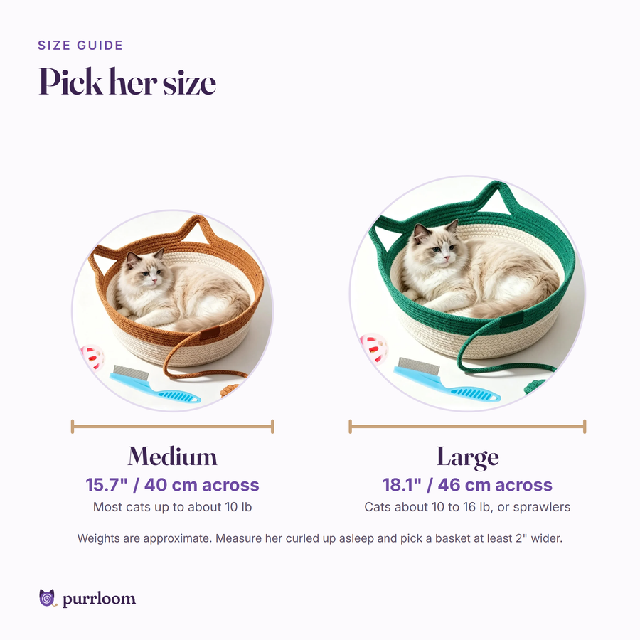 Purrloom Curl Basket size guide